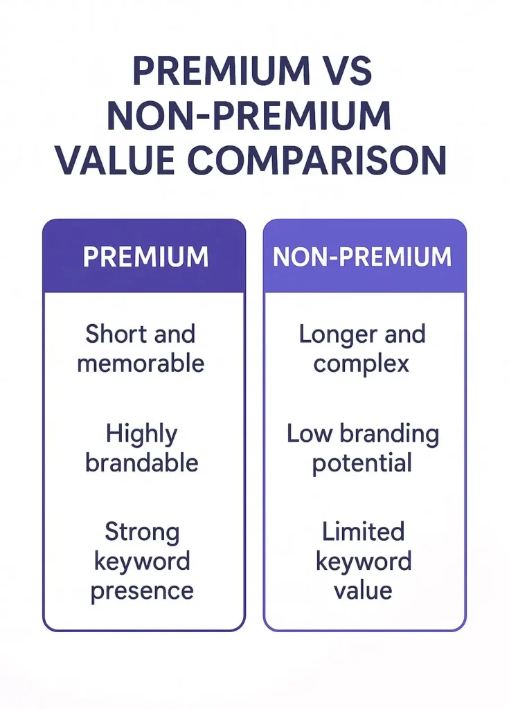domain name value comparison chart